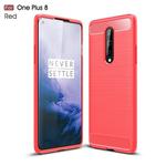 For OnePlus 8 Brushed Texture Carbon Fiber Shockproof TPU Case(Red)