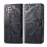 For Huawei Nova 6 SE Butterfly Love Flower Embossed Horizontal Flip Leather Case with Bracket / Card Slot / Wallet / Lanyard(Black)