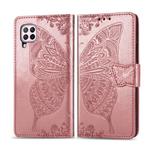 For Huawei Nova 6 SE Butterfly Love Flower Embossed Horizontal Flip Leather Case with Bracket / Card Slot / Wallet / Lanyard(Rose Gold)