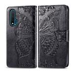 For Huawei Nova 6 Butterfly Love Flower Embossed Horizontal Flip Leather Case with Bracket / Card Slot / Wallet / Lanyard(Black)