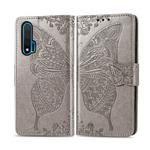 For Huawei Nova 6 Butterfly Love Flower Embossed Horizontal Flip Leather Case with Bracket / Card Slot / Wallet / Lanyard(Gray)