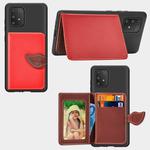 For Galaxy S10 Lite / A91  Leaf Buckle Litchi Texture Card Holder PU + TPU Case with Card Slot & Wallet & Holder & Photo Frame(Red)