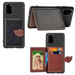 For Galaxy S20 Plus Leaf Buckle Litchi Texture Card Holder PU + TPU Case with Card Slot & Wallet & Holder & Photo Frame(Black)
