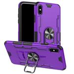 For iPhone XS Max Shockproof PC + TPU Protective Case with Beer Opener & Car Holder(Purple)