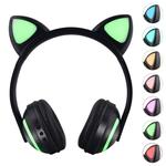 ZW19 LED 7 Colors light Bluetooth Stereo Wireless Headphones Cat Ear Flashing Glowing  Gaming Headset Earphone(Cat Ear)