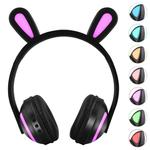 ZW19 LED 7 Colors light Bluetooth Stereo Wireless Headphones Cat Ear Flashing Glowing  Gaming Headset Earphone(Rabbit Girl)