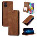 For Galaxy A71 Retro Skin Feel Business Magnetic Horizontal Flip Leather Case(Brown)