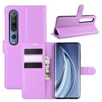 For Xiaomi Mi 10 / Mi 10 Pro Litchi Texture Horizontal Flip Protective Case with Holder & Card Slots & Wallet(Purple)