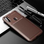 Fo Galaxy A11 Carbon Fiber Texture Shockproof TPU Case(Brown)