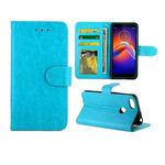 For Motorola MOTO E6 Play Crazy Horse Texture Leather Horizontal Flip Protective Case with Holder & Card Slots & Wallet & Photo Frame(Baby Blue)