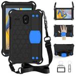 For Samsung Galaxy Tab A 8.0(2018) / T387 Honeycomb Design EVA + PC Four Corner Shockproof Protective Case with Straps(Black+Blue)