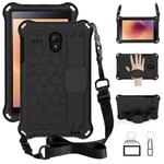 For GalaxyTab A 8.0 (2017)T380 Honeycomb Design EVA + PC Four Corner Anti Falling Flat Protective Shell With Straps(Black+Black)