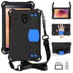 For GalaxyTab A 8.0 (2017)T380 Honeycomb Design EVA + PC Four Corner Anti Falling Flat Protective Shell With Straps(Black+Blue)