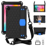 For GalaxyTab A 10.1 (2019) T510  Honeycomb Design EVA + PC Four Corner Anti Falling Flat Protective Shell With Straps(Black+Blue)