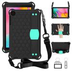 For GalaxyTab A 10.1 (2019) T510  Honeycomb Design EVA + PC Four Corner Anti Falling Flat Protective Shell With Straps(Black+Aqua)