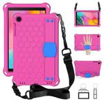 For GalaxyTab A 10.1 (2019) T510  Honeycomb Design EVA + PC Four Corner Anti Falling Flat Protective Shell With Straps(Rose Red+Blue)