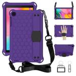 For GalaxyTab A 10.1 (2019) T510  Honeycomb Design EVA + PC Four Corner Anti Falling Flat Protective Shell With Straps(Purple+Black)