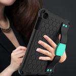 For iPad mini 5 / 4 / 3 / 2 /1 Honeycomb Design EVA + PC Four Corner Anti Falling Flat Protective Shell With Straps(Black+Aqua)