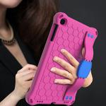 For iPad mini 5 / 4 / 3 / 2 /1 Honeycomb Design EVA + PC Four Corner Anti Falling Flat Protective Shell With Straps(Rose Red+Blue)