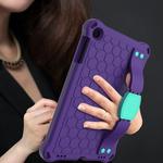 For iPad mini 5 / 4 / 3 / 2 /1 Honeycomb Design EVA + PC Four Corner Anti Falling Flat Protective Shell With Straps(Purple+Aqua)