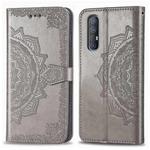 For OPPO Reno 3 Pro Halfway Mandala Embossing Pattern Horizontal Flip PU Leather Case with Holder & Card Slots & Walle & Lanyard(Gray)