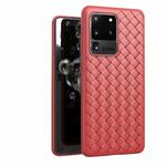 For Galaxy S20 Ultra Non-Slip Classic Woven Pattern Breathable TPU Case(Red)
