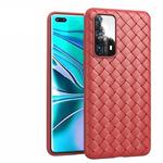 For Huawei P40 Non-Slip Classic Woven Pattern Breathable TPU Case(Red)