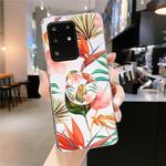 For Galaxy S20 Smooth Flower Series IMD TPU Case with Folding Holder(Strelitzia KH5)
