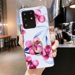 For Galaxy S20 Plus Smooth Flower Series IMD TPU Case with Ring Rhinestones Holder(Plumeria Red KR4)