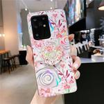 For Galaxy S20 Plus Colorful Laser Flower Series IMD TPU Mobile Phone Case With Folding Stand(Lyre Coral   KB4)