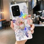 For Galaxy A51 Colorful Laser Flower Series IMD TPU Mobile Phone Case With Ring Bracket Rhinestones(Begonia Flowers KC2)