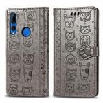 For Huawei P Smart Z / Y9 Prime2019 Cute Cat and Dog Embossed Horizontal Flip PU Leather Case with Holder / Card Slot / Wallet / Lanyard(Grey)