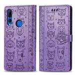 For Huawei P Smart Z / Y9 Prime2019 Cute Cat and Dog Embossed Horizontal Flip PU Leather Case with Holder / Card Slot / Wallet / Lanyard(Light Purple)
