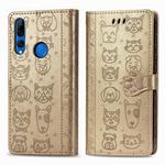 For Huawei P Smart Z / Y9 Prime2019 Cute Cat and Dog Embossed Horizontal Flip PU Leather Case with Holder / Card Slot / Wallet / Lanyard(Gold)