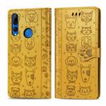 For Huawei P Smart Z / Y9 Prime2019 Cute Cat and Dog Embossed Horizontal Flip PU Leather Case with Holder / Card Slot / Wallet / Lanyard(Yellow)