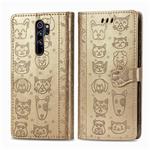 For Xiaomi Redmi Note 8 Pro Cute Cat and Dog Embossed Horizontal Flip PU Leather Case with Holder / Card Slot / Wallet / Lanyard(Gold)