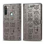 For Xiaomi Redmi Note 8 Cute Cat and Dog Embossed Horizontal Flip PU Leather Case with Holder / Card Slot / Wallet / Lanyard(Grey)