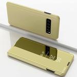 For LG V60 Plated Mirror Horizontal Flip Leather Case with Holder(Gold)