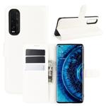 For OPPO Find X2 Litchi Texture Horizontal Flip PU Leather Protective Case with Holder & Card Slots & Wallet(White)