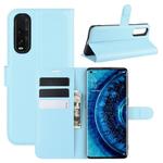 For OPPO Find X2 Litchi Texture Horizontal Flip PU Leather Protective Case with Holder & Card Slots & Wallet(Blue)