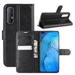 For OPPO Reno 3 Pro Litchi Texture Horizontal Flip PU Leather Protective Case with Holder & Card Slots & Wallet(Black)