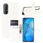 For OPPO Reno 3 Pro Litchi Texture Horizontal Flip PU Leather Protective Case with Holder & Card Slots & Wallet(White)