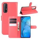 For OPPO Reno 3 Pro Litchi Texture Horizontal Flip PU Leather Protective Case with Holder & Card Slots & Wallet(Red)