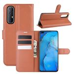 For OPPO Reno 3 Pro Litchi Texture Horizontal Flip PU Leather Protective Case with Holder & Card Slots & Wallet(Brown)