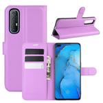 For OPPO Reno 3 Pro Litchi Texture Horizontal Flip PU Leather Protective Case with Holder & Card Slots & Wallet(Purple)