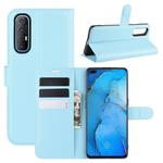 For OPPO Reno 3 Pro Litchi Texture Horizontal Flip PU Leather Protective Case with Holder & Card Slots & Wallet(Blue)