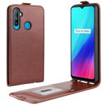 For OPPO Realme C3 (3 Cameras) / Realme 5 R64 Texture Single Vertical Flip PU Leather Protective Case with Card Slot & Photo Frame(Brown)