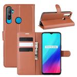 For OPPO Realme C3 (3 Cameras) Litchi Texture Horizontal Flip Protective Case with Holder & Card Slots & Wallet(Brown)