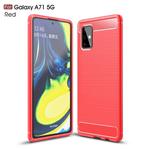 For Galaxy A71 5G Brushed Texture Carbon Fiber TPU Case(Red)