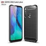 For Moto One Fusion Plus Brushed Texture Carbon Fiber TPU Case(Black)